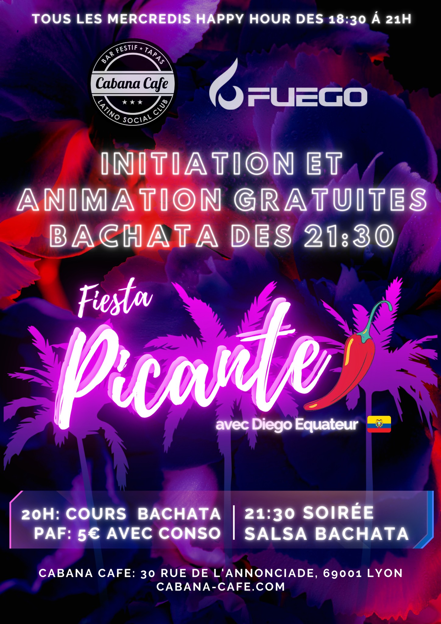 Mercredi-bachata-lyon-cabanacafélyon-soirée-danse-gratuit-cours-afterwork-tapas